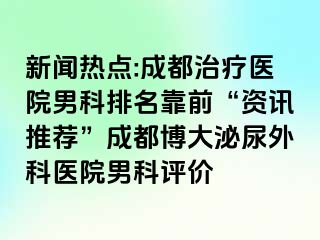 新闻热点:成都治疗医院男科排名靠前“资讯推荐”成都博大泌尿外科医院男科评价