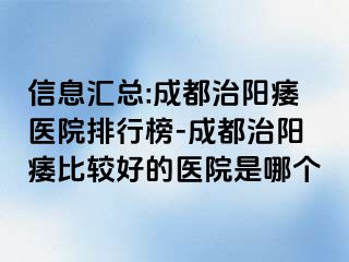 信息汇总:成都治阳痿医院排行榜-成都治阳痿比较好的医院是哪个