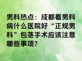 男科热点：成都看男科病什么医院好“正规男科”包茎手术应该注意哪些事项？