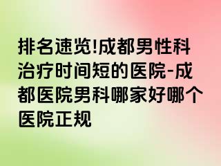 排名速览!成都男性科治疗时间短的医院-成都医院男科哪家好哪个医院正规