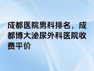 成都医院男科排名，成都博大泌尿外科医院收费平价