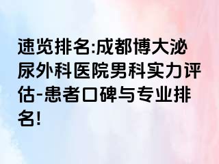 速览排名:成都博大泌尿外科医院男科实力评估-患者口碑与专业排名!