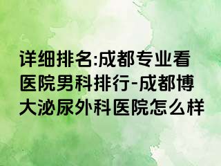 详细排名:成都专业看医院男科排行-成都博大泌尿外科医院怎么样