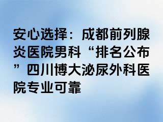 安心选择：成都前列腺炎医院男科“排名公布”四川博大泌尿外科医院专业可靠