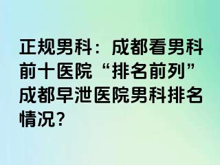 正规男科：成都看男科前十医院“排名前列”成都早泄医院男科排名情况？
